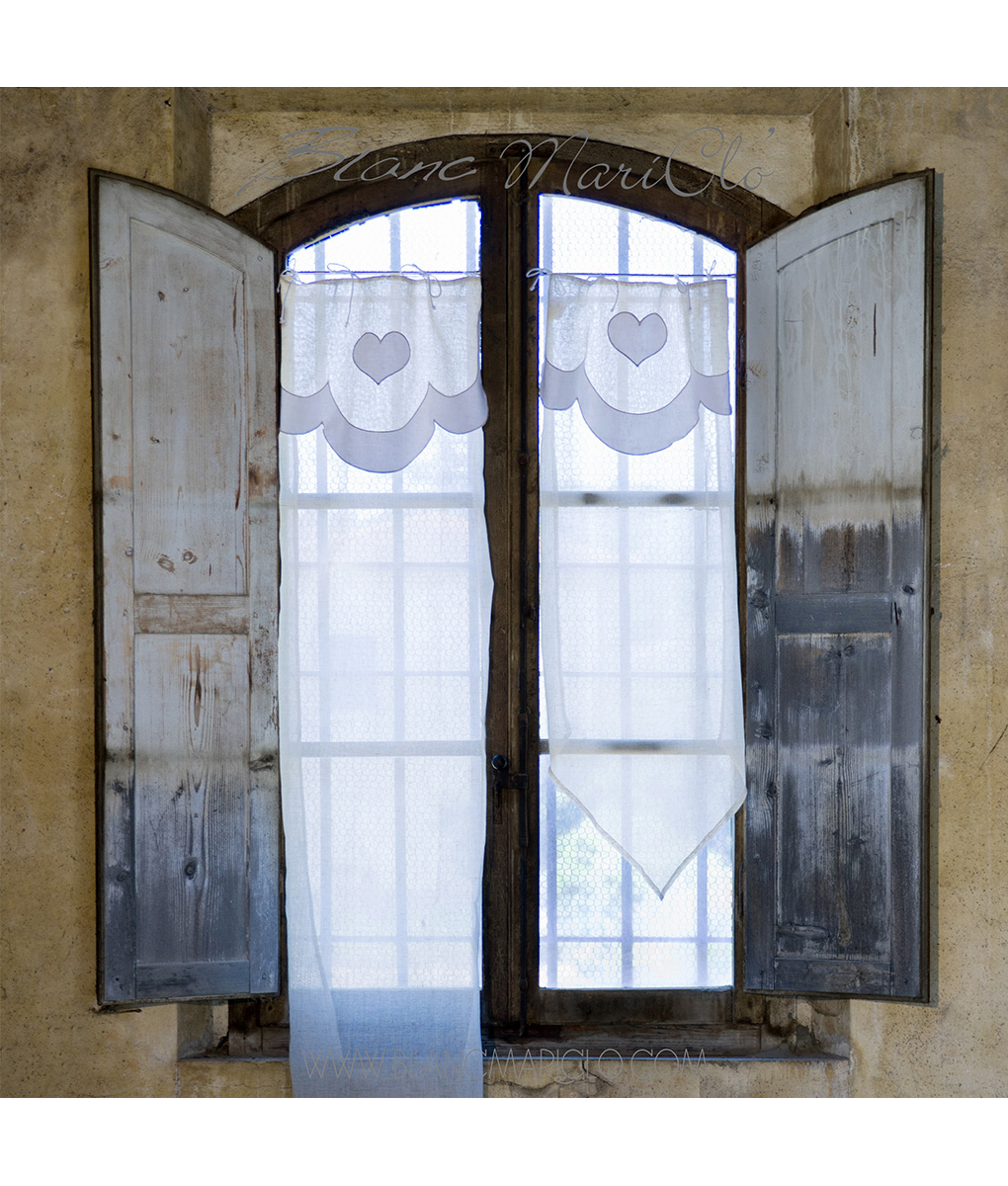 Coppia 2 Tende finestra con mantovana Blanc Mariclo 45x60 cm - Blanc  MariClo' Reggio Emilia