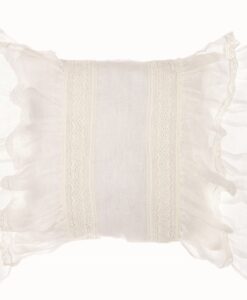 Cuscino lino con merletto e gale Blanc Mariclo Collection Bianco avorio