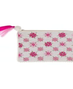 Pochette ricamata Blanc Mariclo Fiori Rosa