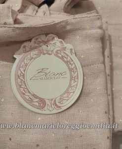 Tende Blanc Mariclo Rosa antico con pois oro 150x300 cm Piece Collection
