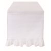 Runner misto lino con gala Blanc Mariclo Frill Collection Bianco latte 40x126 cm