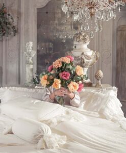 Cuscino caramella misto lino con gale Blanc Mariclo Tiepolo Collection
