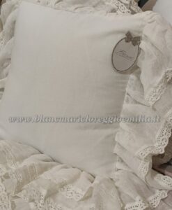 Cuscino misto lino con gale Blanc Mariclo Tiepolo Collection Avorio 45x45 cm