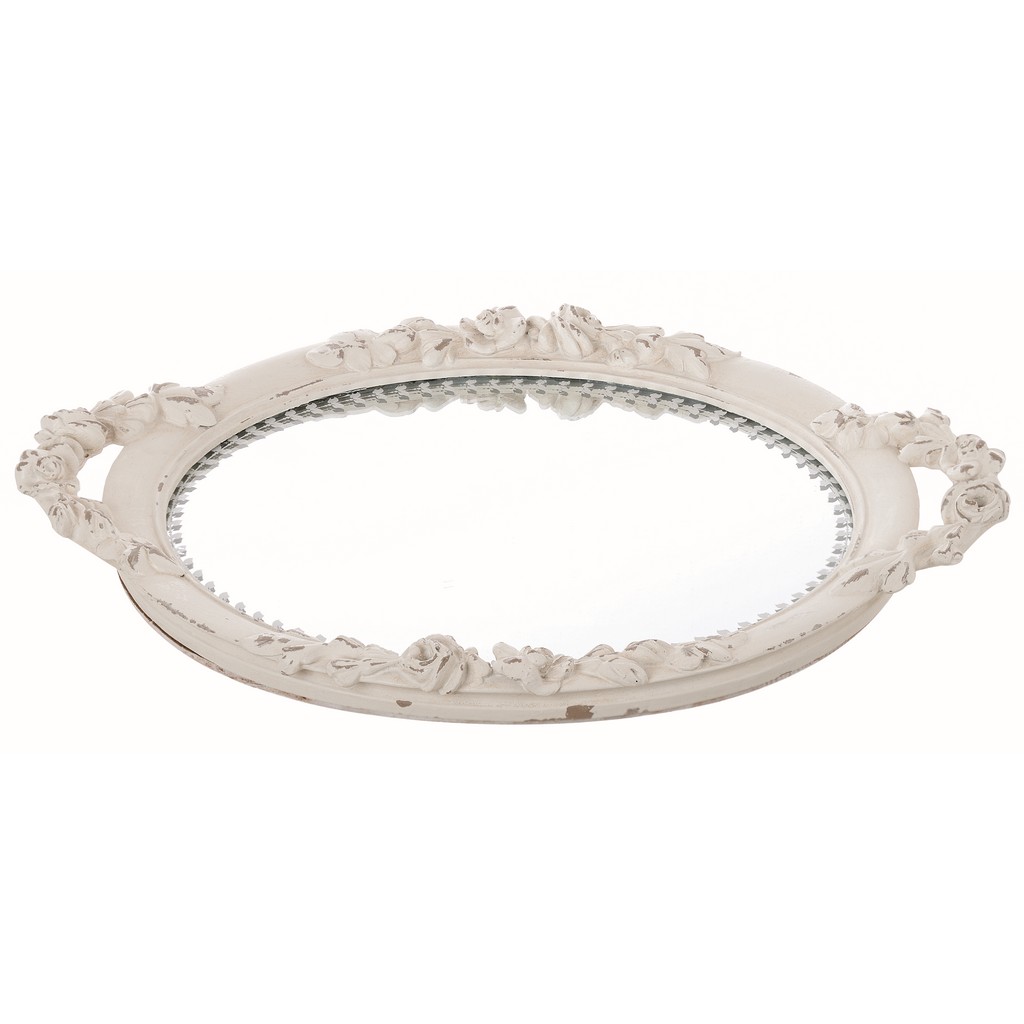 Vassoio ovale con specchio Blanc Mariclò Cavaliere della Rosa Collection L  45 cm - Blanc MariClo' Reggio Emilia
