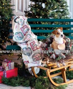 Plaid stampa Ghirlande Blanc Mariclo Christmas Wreath Collection 140x170 cm 420 gsm