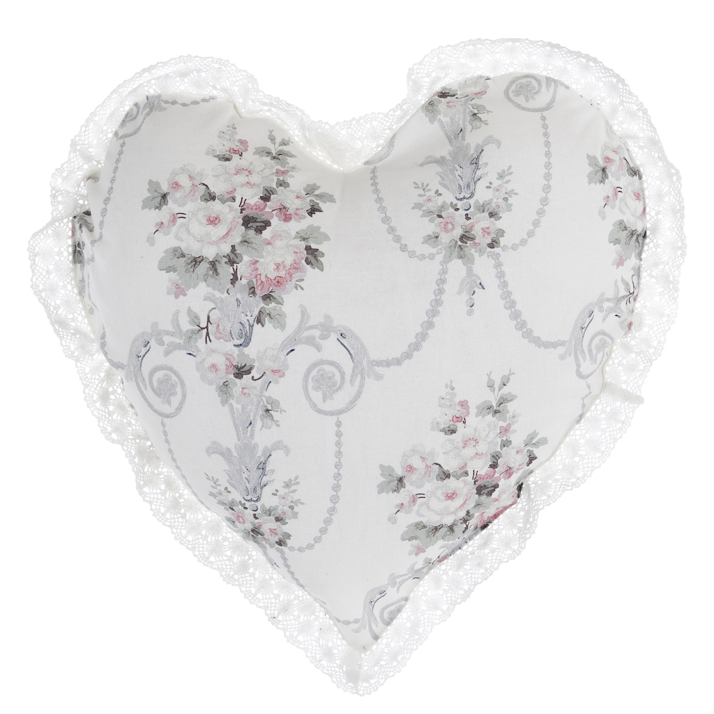 Cuscino a cuore Blanc Mariclo Vintage Floral Collection Bianco