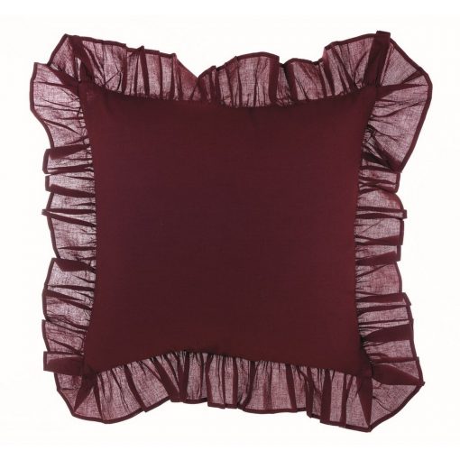 Cuscino misto lino con gale Blanc Mariclo Frill Collection Bordeaux 45x45 cm