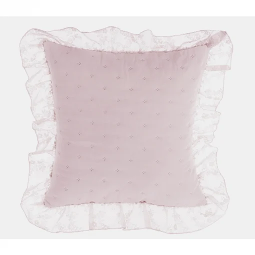 Cuscino con gala in pizzo Blanc Mariclo Romantic Lace 45x45 cm Colore Rosa