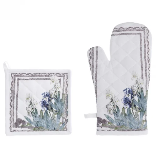Set guanto e presina Blanc Mariclo Iris Garden Collection