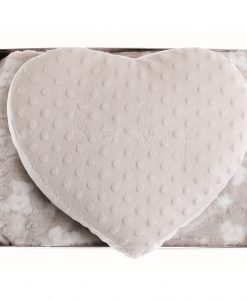 Plaid Blanc Mariclo 100 x 75 cm con cuscino cuore in scatola regalo