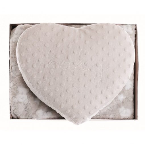 Plaid Blanc Mariclo 100 x 75 cm con cuscino cuore in scatola regalo