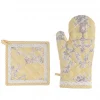 Set guanto e presina Toile de jouy Blanc Mariclo Giallo