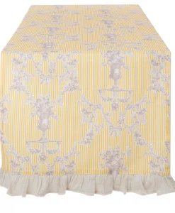 Runner con galetta Blanc Mariclo Toile de jouy Giallo