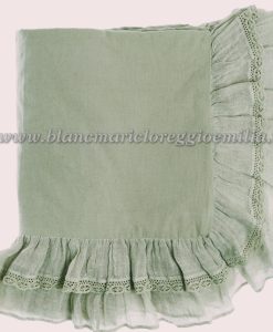 Copripiumino matrimoniale misto lino Blanc Mariclo Tiepolo Collection Verde con 2 copriguanciali