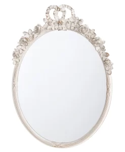 Specchio ovale con rose Blanc Mariclo Sentimento Collection H 46 cm
