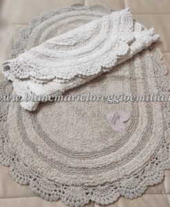 Tappeto ovale con crochet Blanc Mariclò Soft Neige Collection 50x80 cm Beige
