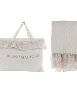 Boutis singolo con gala in pizzo Blanc Mariclo Romantic Lace Beige chiaro 180x260 cm