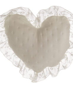 Cuscino cuore con gala in pizzo Blanc Mariclo Romantic Lace 40x40 cm Colore Beige chiaro