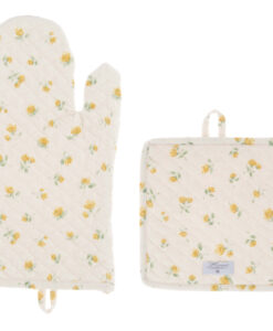 Set guanto e presina Blanc Mariclo Floret Collection Giallo