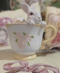 Decoro Blanc Mariclo tazza gialla con coniglietto Corelli Collection H 10 cm