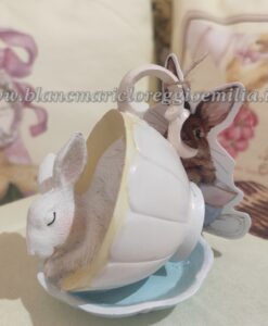 Decoro Blanc Mariclo tazza rosa e celeste con coniglietto Corelli Collection H 10 cm