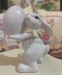 Decoro coniglietto Blanc Mariclo Corelli Collection H 12 cm con uovo rosa