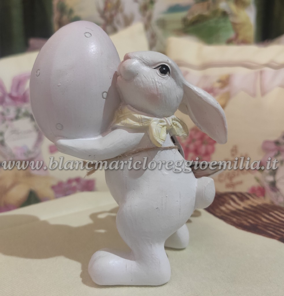 Decoro coniglietto Blanc Mariclo Corelli Collection H 12 cm con uovo rosa