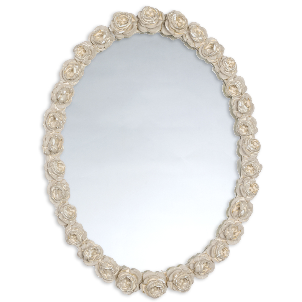Specchio ovale roselline Blanc Mariclo Gipsoteca Collection H 30 cm - Blanc  MariClo' Reggio Emilia
