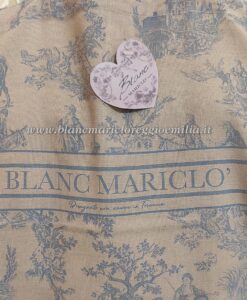 Borsa Shopper stampata in tessuto Blanc Mariclo Collection Toile de Jouy celeste 40x45 cm