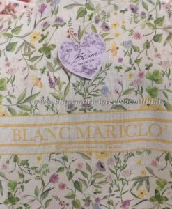 Borsa Shopper stampa floreale in tessuto Blanc Mariclo Collection 40x45 cm