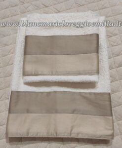 Coppia spugna con balza raso Beige Nocciola Antiche Cotonerie