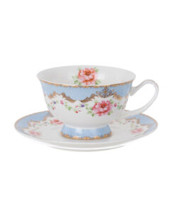 Tazza the con piattino porcellana Blanc Mariclo Le Rose del Borgo