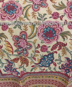 Copritutto floreale cotone Blanc Mariclo 250x260 cm con bordo rosso bordeaux