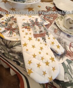 Set guanto e presina Blanc Mariclo Natale Italiano Collection