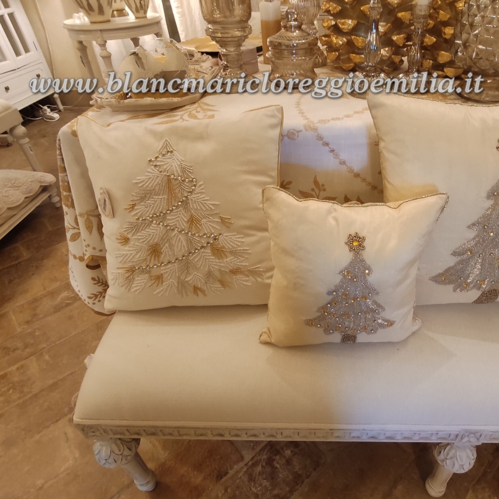 Cuscino velluto ricamato Blanc Mariclo Albero di Natale 40x40 cm