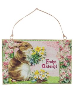 Decoro Pasqua cartolina con coniglietto Blanc Mariclo Corelli Collection 20x15 cm