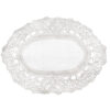 Tovaglietta ovale in lino con bordi ricamati Blanc Mariclo Dentelle Collection 35x50 cm