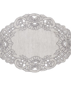 Tovaglietta ovale misto lino ricamata Blanc Mariclo Dentelle Collection 38x50 cm