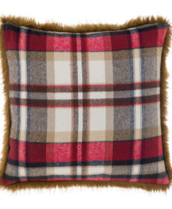 Cuscino Tartan con pelliccia Blanc Mariclo 45x45 cm