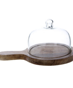 Vassoio legno con campana in vetro Blanc Mariclo Medea Collection