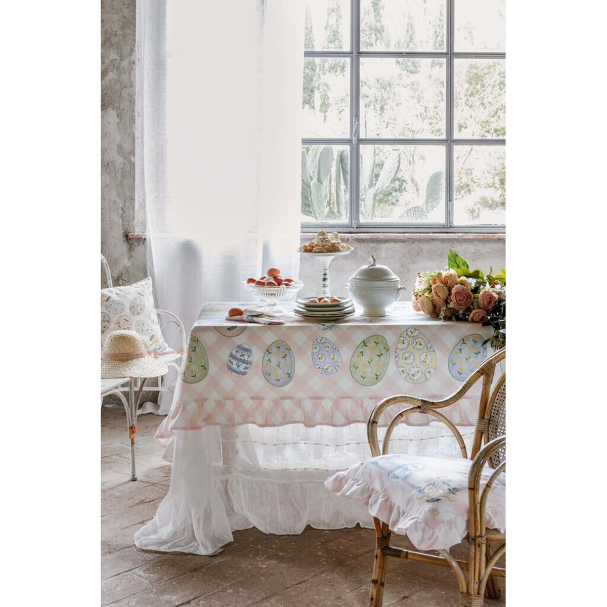 JIALE Confezione Da 3 Runner Da Tavola In Tulle Con Ricamo Margherite, Color Avorio, 73x300 Cm Cadauno, Per Decorazioni Matrimonio E Casa - 3