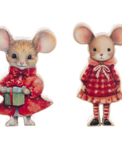 Coppia Topolini Blanc Mariclo Favola di Natale H 20 cm Rosso