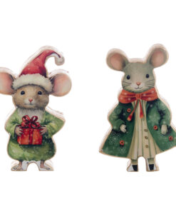 Coppia Topolini Blanc Mariclo Favola di Natale H 21 cm Verde