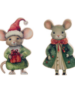 Coppia Topolini Blanc Mariclo Favola di Natale H 31 cm Verde